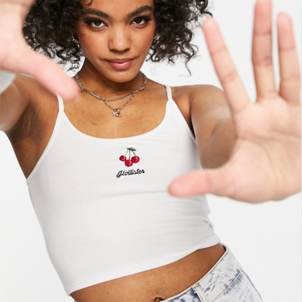 Hollister white cherries tank top
